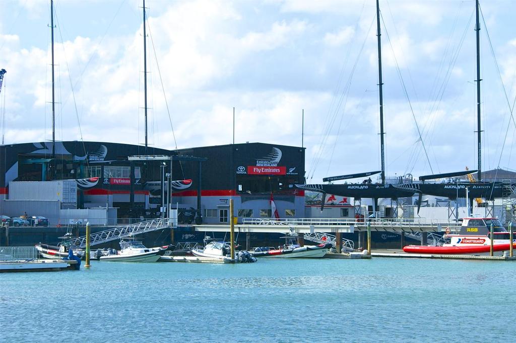 From the S-W Archives: Louis Vuitton Pacific Series - 2009 - The former IACC class yachts in front of the now former Alingi and Emirates Team NZ base © Richard Gladwell www.photosport.co.nz